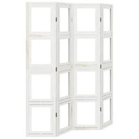 Kamerscherm met 4 panelen massief paulowniahout wit - thumbnail