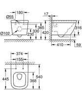 GROHE Euro keramiek spoelrandloos wandcloset diepspoel PK wit 39328000 - thumbnail