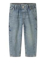 Taps toelopende jeans in worker-stijl voor babyjongens van NAME IT jeansblauw - thumbnail