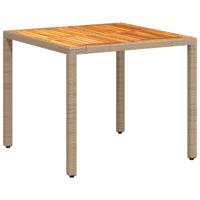Tuintafel 90x90x75 cm poly rattan en acaciahout beige - thumbnail