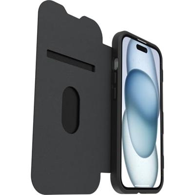 Otterbox React Booklet Apple iPhone 16e, iPhone 15, iPhone 14, iPhone 13 Transparant, Zwart Inductieve lading, MagSafe compatible