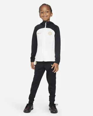 Chelsea Strike Hooded Trainingspak Kleuters 2023/2024 - Maat 96/104 CM - Kleur: WitZwart | Soccerfanshop