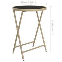 5-delige Bistroset poly rattan en gehard glas beige - thumbnail