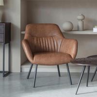 ZILT Fauteuil 'Tristan' Lederlook, kleur Bruin - thumbnail