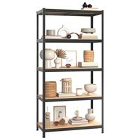 VidaXL Opbergrek 5-laags staal en bewerkt hout grijs - thumbnail