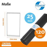 Vuilniszak 37 micron, ft 70 x 110 cm, 120 liter, zwart, rol van 25 stuks - thumbnail