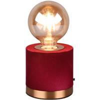 LED Tafellamp - Tafelverlichting - Trion Juda - E27 Fitting - Rond - Mat Rood - Textiel - thumbnail