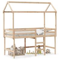 Halfhoogslaper met ladder en bedhuis grenenhout 90x190 cm - thumbnail