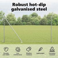 VidaXL Afrasteringspaal 7 pcs zilver staal - thumbnail