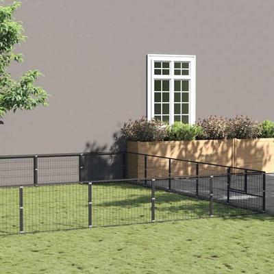 Hondenkennel 40 m² staal zwart