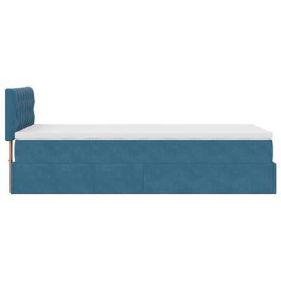 Ottoman bed met matras 80x200cm fluweel donkerblauw