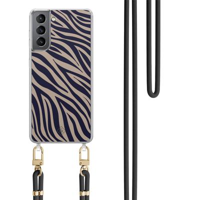 Samsung Galaxy S21 hoesje met zwart koord - Wavy twist Samsung Galaxy S21 hoesje met zwart koord - Wavy twist