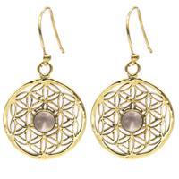 Oorbellen Bloem des Levens met Bergkristal - thumbnail