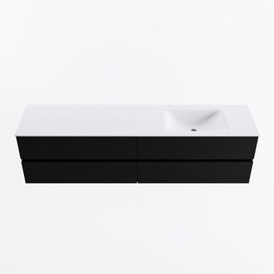 MONDIAZ VICA 190cm badmeubel onderkast Urban 4 lades. Wastafel CLOUD rechts zonder kraangat, kleur Talc.