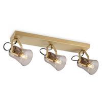 Industriële Plafondspots - messing - Met 3 E14 Fitting - Metaal en Glas Spotlights - 46 x 18 x 18.5cm - Voor woonkamer en slaapkamer - Lichtbron niet inbegrepen - thumbnail