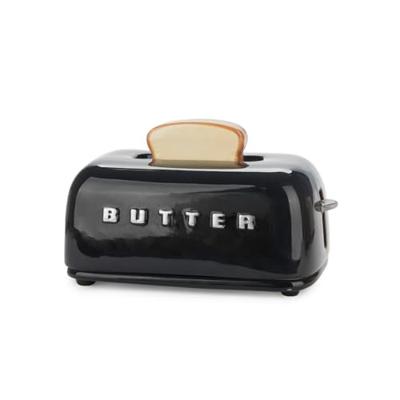 Butter tray Toasty black with lid ceramic