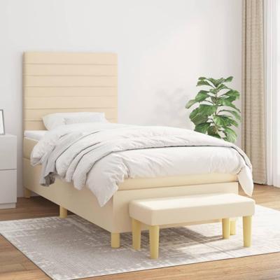 Boxspring met matras stof crèmekleurig 80x200 cm