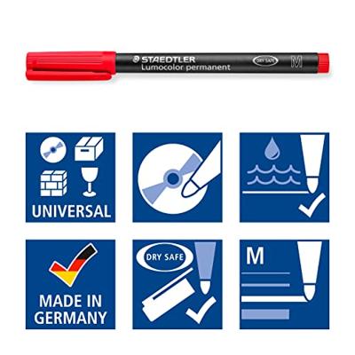Staedtler Lumocoler 317, OHP-marker, permanent, 1,0 mm, etui van 6 stuks in geassorteerde klassieke kleur