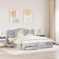 Bedframe met hoofdeinde Beton Grijs 200 x 200 cm Bewerkt hout - thumbnail