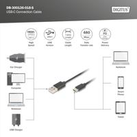 Digitus 1.8m, USB3.0-C/USB3.0-A 1.8m USB C USB A Zwart - thumbnail