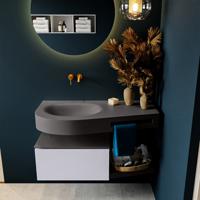 MONDIAZ RIVA 100cm badmeubel onderkast / planchet kleur Cale met 1 lade. Wastafel DULCET links 0 kraangaten kleur Dark_Grey. - thumbnail
