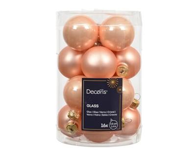 Kerstballen Glas Ø3,5cm Peach Pearl 16st