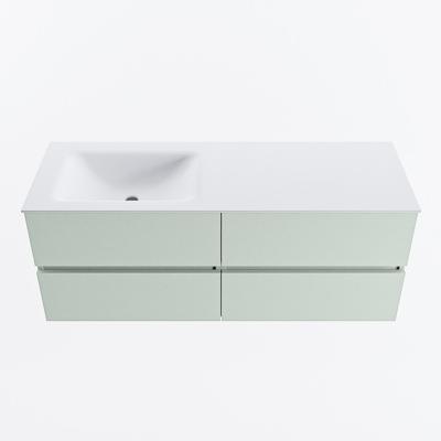 MONDIAZ VICA 130cm badmeubel onderkast Greey 4 lades. Wastafel CLOUD links zonder kraangat, kleur Talc.