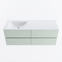 MONDIAZ VICA 130cm badmeubel onderkast Greey 4 lades. Wastafel CLOUD links zonder kraangat, kleur Talc. - thumbnail