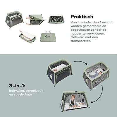 Babymoov Moov en Comfy 3-in-1 reiswieg - Vanaf geboorte tot 4 jaar - Grote wieg Extra bed & Speelhoek