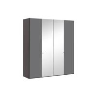 Goossens Kledingkast Easy Storage Ddk, Kledingkast 203 cm breed, 220 cm hoog, 2x glas draaideur en 2x spiegel draaideur midden - thumbnail