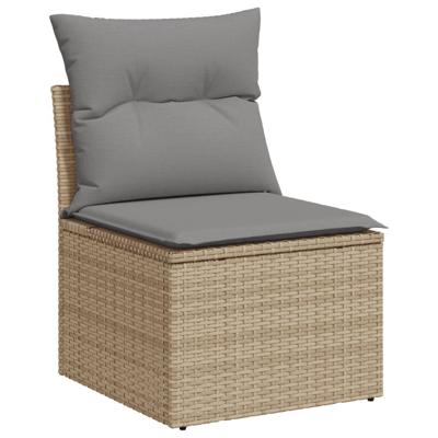 4-delige Loungeset met kussens poly rattan beige - thumbnail
