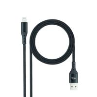 NANOCABLE 10.10.0401-COBK USB-2.0-kabel, compatibel met Apple-apparaten, mesh, zwart, 1 m - thumbnail