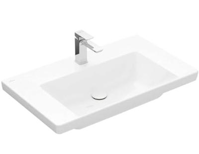 Wastafel Villeroy & Boch Subway 3.0 Met CeramicPlus 1 Kraangat Zonder Overloop 80x47x16.5 cm Wit Alpin Villeroy & Boch