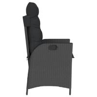 Tuinstoelen 2 st verstelbaar met kussens poly rattan zwart - thumbnail