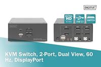 Digitus DS-12862 KVM-switch 2 poorten DisplayPort 3840 x 2160 Pixel - thumbnail