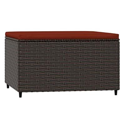 Voetensteunen 2 st met kussens poly rattan bruin - thumbnail