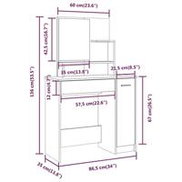 Kaptafelset 86,5x35x136 cm grijs sonoma - thumbnail