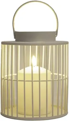 Anna's Collection lantaarn met kaars op batterij 15 x 18cm, wit