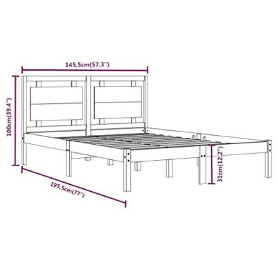 Bedframe massief hout wit 140x190 cm