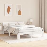 Bedframe met hoofdeinde Wit 160 x 200 cm Massief grenenhout - thumbnail