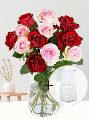 Rozenboeket Romy + gratis glasvaas Evita