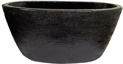 HS Tokio bloempot ovaal 29x15x14cm zwart geglazuurd