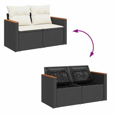 5-delige Loungeset met kussens poly rattan zwart 5-delige Loungeset met kussens poly rattan zwart