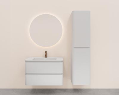 Onderkast Wiesbaden Novira 80x48 cm Afgeronde Hoeken Met 2 Laden 1 Uitsparing Mat Wit