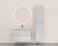 Onderkast Wiesbaden Novira 80x48 cm Afgeronde Hoeken Met 2 Laden 1 Uitsparing Mat Wit - thumbnail