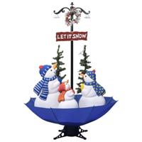 Kerstboom sneeuwend met paraplubasis 170 cm PVC blauw - thumbnail