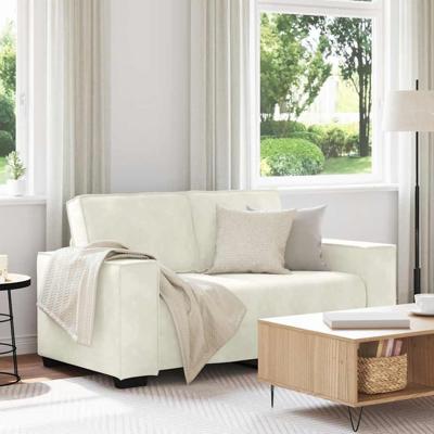 Tweezitsbank 120 cm fluweel crmekleurig
