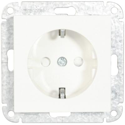 Opus 55 geaarde contactdoos met kinderbeveiliging polarwit