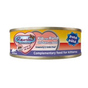 Renske Kitten Graanvrij pâté kip met rund natvoer kat (blikjes) 24 x 70 g