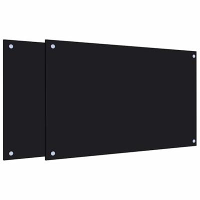 VidaXL Spatschermen keuken 2 st 80x50 cm gehard glas zwart VidaXL Spatschermen keuken 2 st 80x50 cm gehard glas zwart